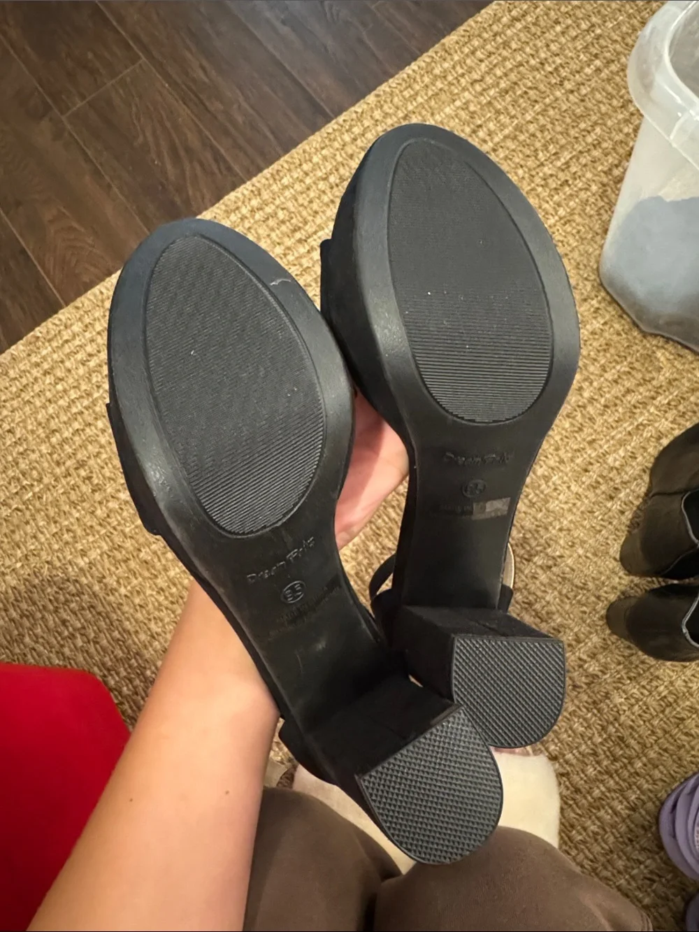 Pavement Black Suede Platform Block Heel Sandals